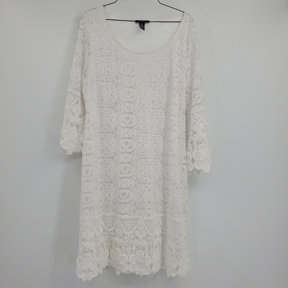 Alfani Dress White Lace 3/4 Sleeve Summer Spring Size XL X-Large Cute Cocktail